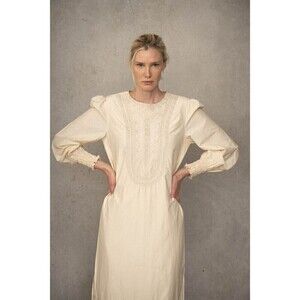 Souk Indigo Cairo Embroidered Maxi Dress Cream/Ivory NWT Size Small